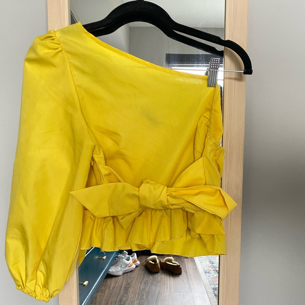 Shein yellow one shoulder blouse